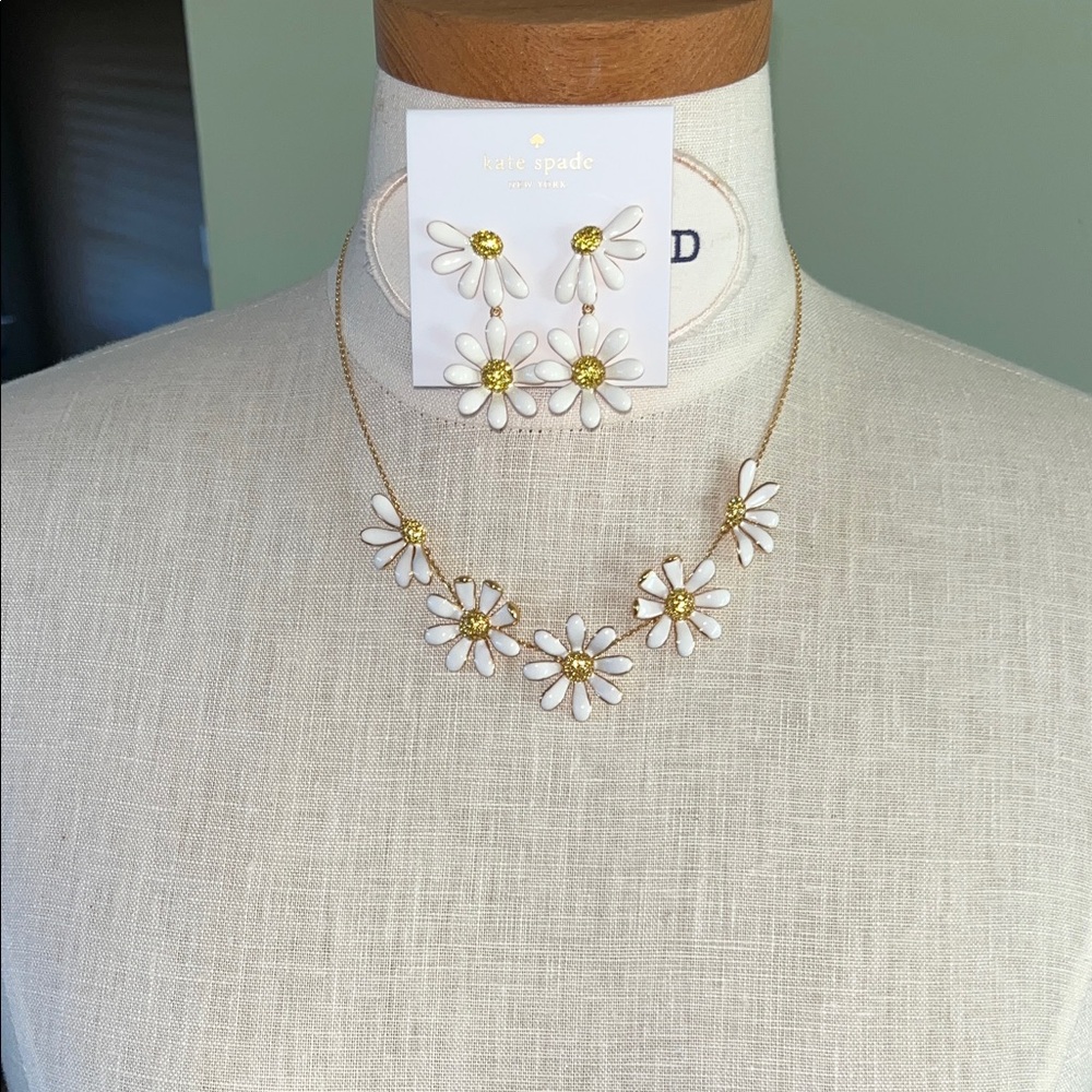 Kate Spade Gold and White Floral Necklace Set